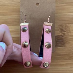 *3 for $20* Studded Pink Leather Hoops
